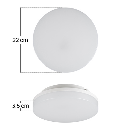 Plafon sufitowy LED okrągły biały 3 barwy światła 22cm IP54