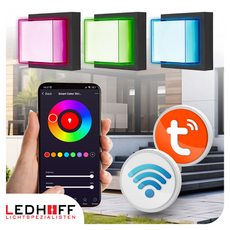 Lampa elewacyjna LED zewnętrzna Kinkiet ścienny kwadrat SMART RGB 10W