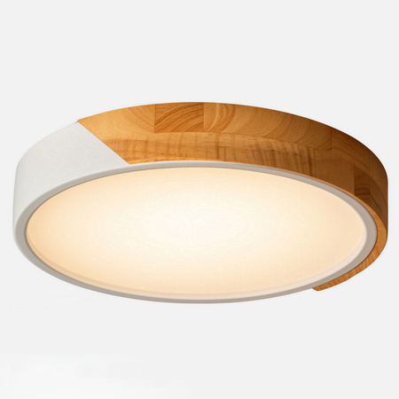 Plafon sufitowy LED biały metal + DREWNO 50cm WOODLINE