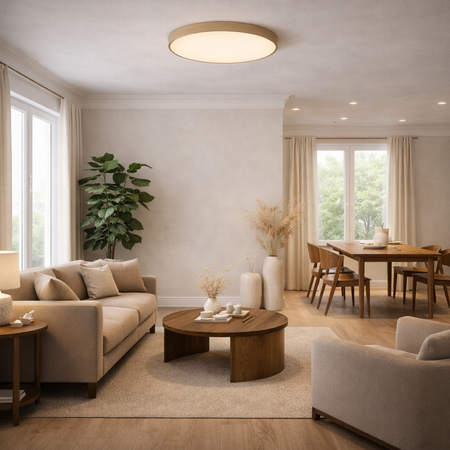 Plafon sufitowy LED beżowy 60cm - wysoka wydajność świetlna 100lm/W