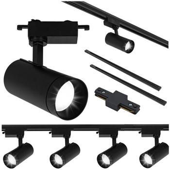 Oświetlenie szynowe czarne duże 4x lampa GU10 + szyna 2m