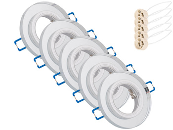 5x Oprawa halogenowa podtynkowa GU10 okrągła szklana lustro