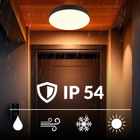 Plafon sufitowy LED okrągły czarny 3 barwy światła 3 poziomy jasności 50cm IP54