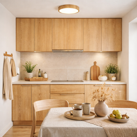 Plafon sufitowy LED 30cm z drewnianym wzorem