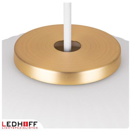 Lampa wisząca szklana E27 biała złota GLAMOUR szkło ryflowane