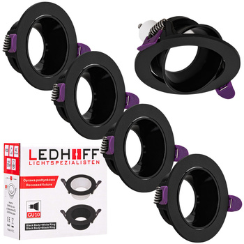 4x Oprawa halogenowa sufitowa podtynkowa GU10 czarna RUCHOMA