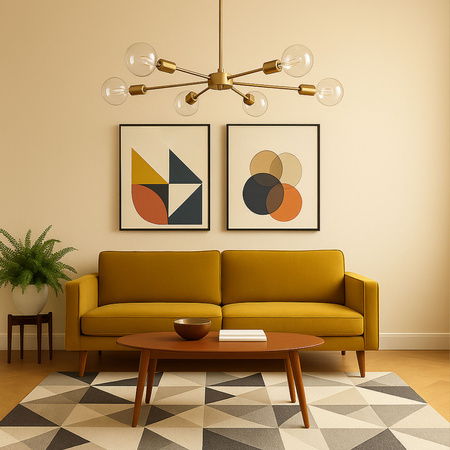 Lampa sufitowa złota metalowa E27 ozdobna 6-punktowa designerska