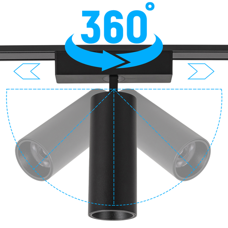 Oświetlenie szynowe magnetyczna ZESTAW 2x listwa 1m + 5x lampa LED CZARNY