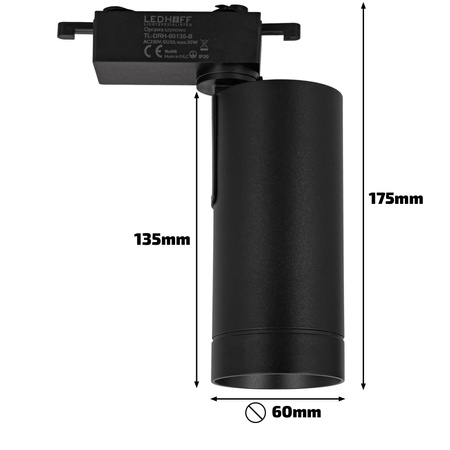 Oświetlenie szynowe czarne duże 8x lampa GU10 + szyna 4m