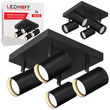 Lampa sufitowa Kinkiet poczwórny kwadrat GU10 czarny LINEA