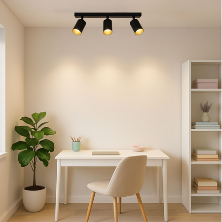 Lampa sufitowa Kinkiet natynkowy LED 3x GU10 czarno-złoty SPOT