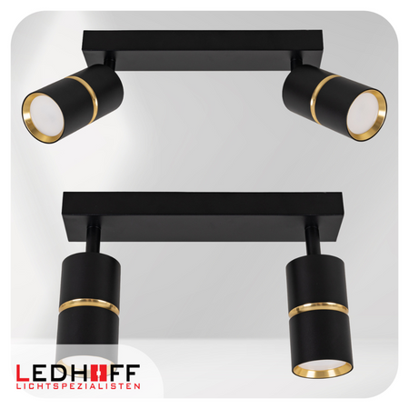 Kinkiet sufitowy podwójny SPOT GU10 czarny złoty