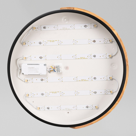 Plafon sufitowy LED czarny metal + DREWNO 40cm WOODLINE