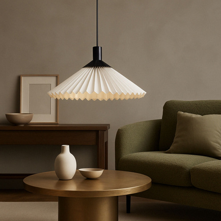 Lampa wisząca plisowana czarno-biała E27 Nowoczesna oprawa nad stół lub wyspę