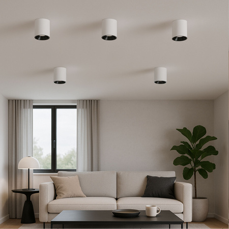 Oprawa sufitowa natynkowa Tuba GU10 okrągła biało-czarna