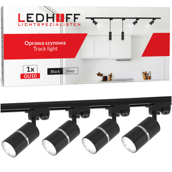 Oświetlenie szynowe czarny srebrny 4x lampa GU10 szyna 1m