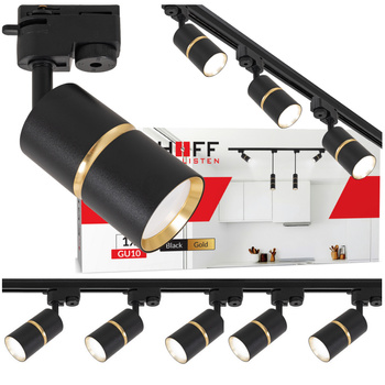 Oświetlenie szynowe czarny złoty 5x lampa GU10 szyna 2m