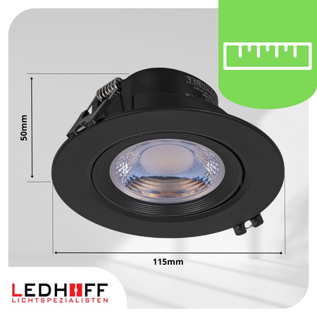 4x Oprawa sufitowa podtynkowa LED czarna RUCHOMA 3 barwy światła 12W