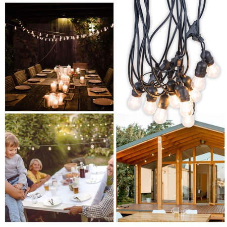 Girlanda ogrodowa łańcuch świetlny 15m + 10x żarówka LED Lampki do ogrodu