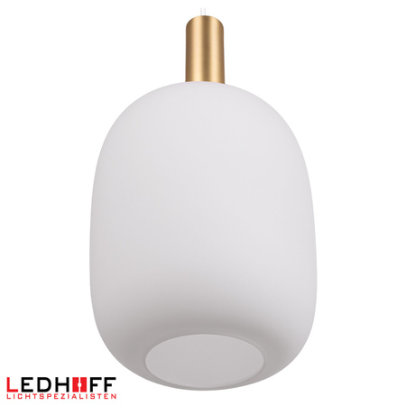 Lampa wisząca biały klosz szklany E27 do salonu czarna złota NOWOCZESNA