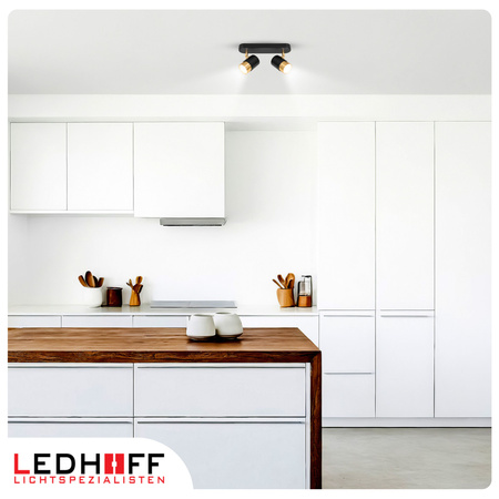 Kinkiet sufitowy podwójny SPOT GU10 czarny złoty