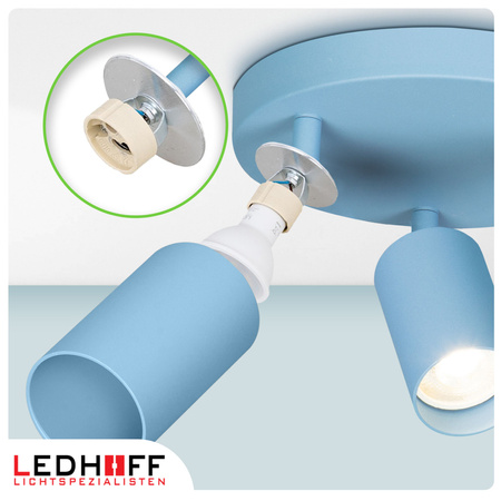 Lampa sufitowa do pokoju dziecka Kinkiet potrójny GU10 niebieski LUMIO