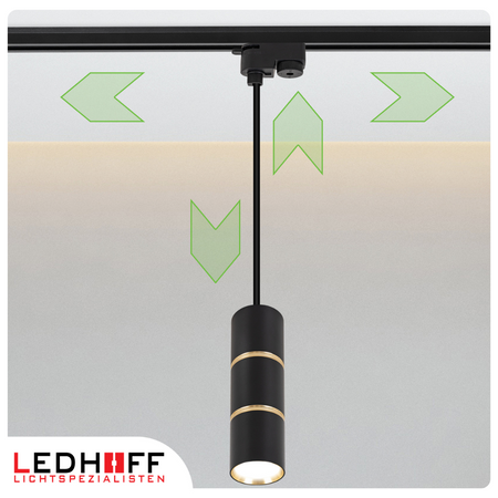 Oświetlenie szynowe czarny złoty 5x lampa wisząca 100cm GU10 szyna 3m