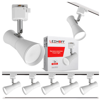 Oświetlenie szynowe białe reflektor GU10 x5 szyna 2m