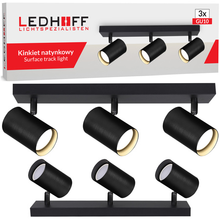 Lampa sufitowa Kinkiet potrójny GU10 czarny LINEA
