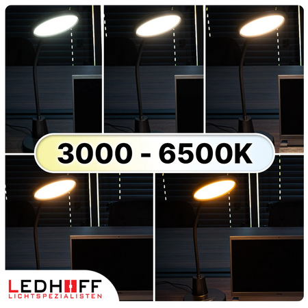 Lampka biurkowa LED czarna 10W 3 barwy światła