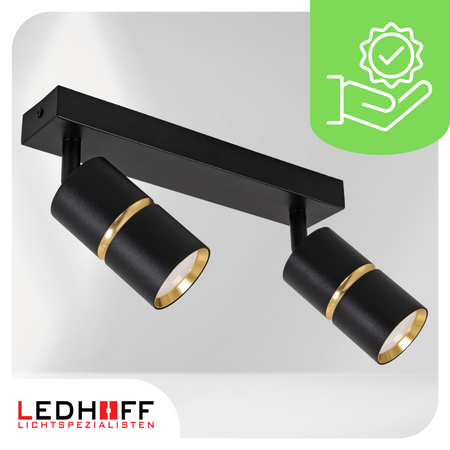 Kinkiet sufitowy podwójny SPOT GU10 czarny złoty
