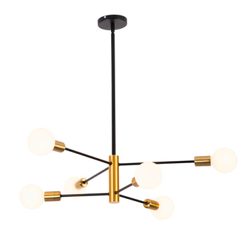 Lampa sufitowa czarno-złota metalowa E27 ozdobna 6-punktowa modern design