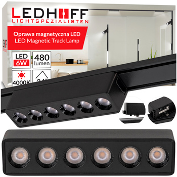 Lampa LED reflektor do szyny magnetycznej 6W punktowa CZARNA 4000K oprawa