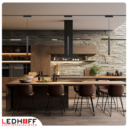 Oświetlenie szynowe magnetyczne ZESTAW 2x listwa 1m + 5x lampa wisząca TUBA LED czarna