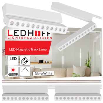 Oświetlenie szynowe magnetyczne ZESTAW listwa 1m + 2x lampa LED BIAŁA