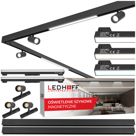 ZESTAW M20 LED 3x Lampa punktowa SPOT 7W + 2x lampa liniowa 18W 3 BARWY ŚWIATŁA + 2x szyna magnetyczna 1m + łącznik