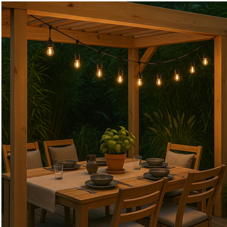 Girlanda ogrodowa łańcuch świetlny 20m + 15x żarówka LED Lampki do ogrodu