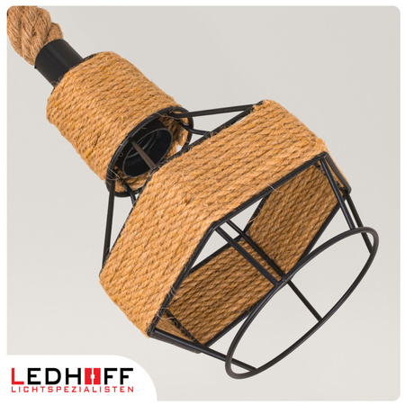 Lampa sufitowa wisząca z kloszem Sznur konopny jutowy 1,5m Lina E27 Boho