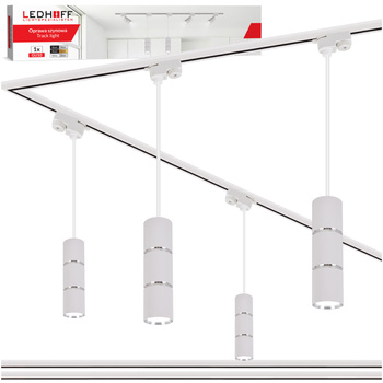 Oświetlenie szynowe biały srebrny 4x lampa wisząca 100cm GU10 szyna 2m