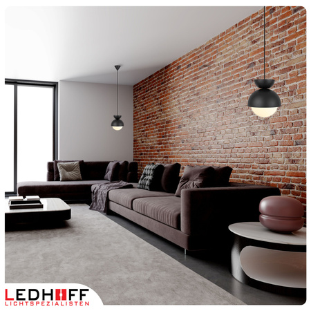 Lampa wisząca czarna biały szklany klosz nad stół NOWOCZESNA