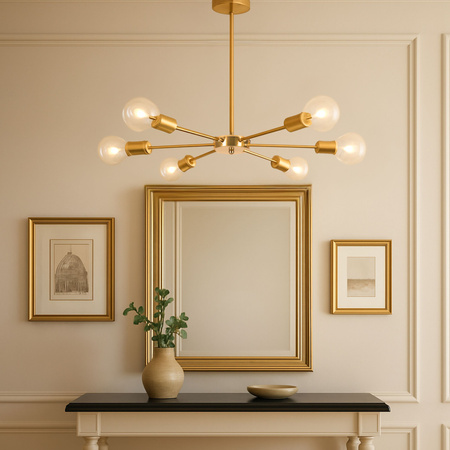 Lampa sufitowa złota metalowa E27 ozdobna 6-punktowa designerska