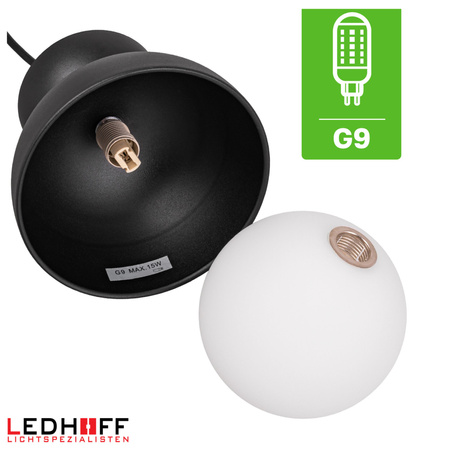 Lampa wisząca czarna biały szklany klosz nad stół NOWOCZESNA