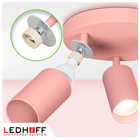 Lampa sufitowa do pokoju dziecka Kinkiet potrójny GU10 różowy LUMIO