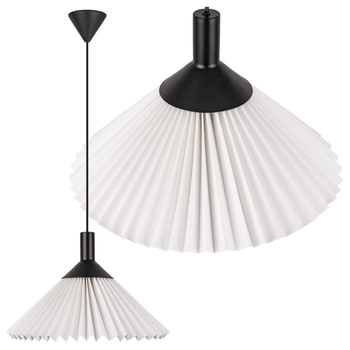 Lampa wisząca plisowana czarno-biała E27 Nowoczesna oprawa nad stół lub wyspę