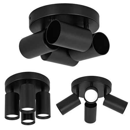 Kinkiet sufitowy okrągły poczwórny Spot GU10 czarny