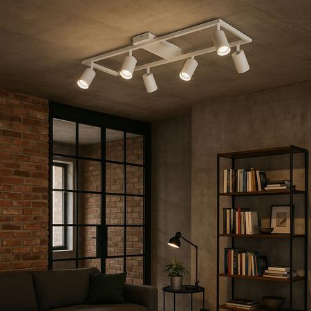 Kinkiet sufitowy Lampa 6x GU10 SPOT biały duży prostokąt QUADRO