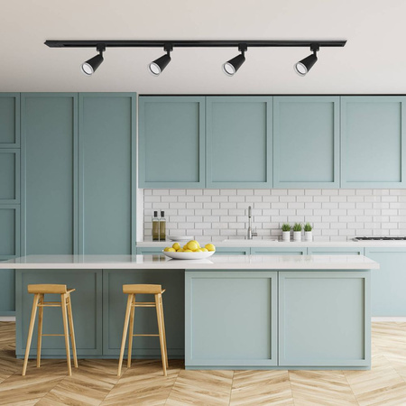 Oświetlenie szynowe czarne 4x lampa GU10 + szyna 1m