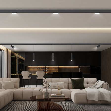 ZESTAW M20 4x Ruchoma lampa liniowa LED 6W 11cm czarna 3 BARWY ŚWIATŁA + szyna magnetyczna 1m