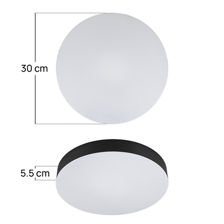 Plafon sufitowy LED okrągły czarny Lampa sufitowa 3 barwy światła 30cm IP54
