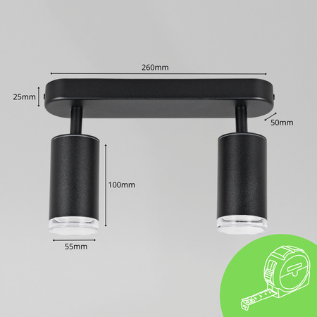 Kinkiet sufitowy podwójny SPOT GU10 czarny wodoodporny